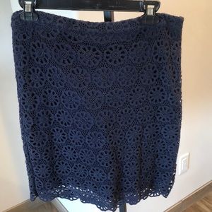 THML lined navy eyelet skirt  size large